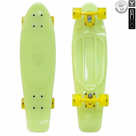 Скейтборд виниловый Y-Scoo Big Fishskateboard Glow 27" 402E-Y с сумкой, желтый 
